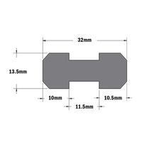 61-250-0 MODULAR SOLUTIONS SLIDE PROFILE DUAL PROFILE GUIDE 32MM, 2M